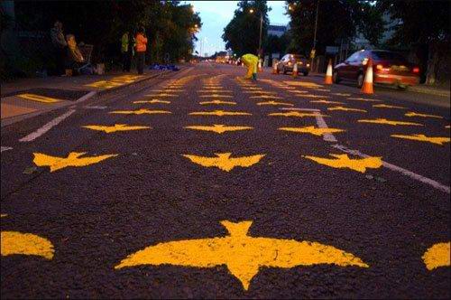 Roadsworth's Tour de France installation in the UK