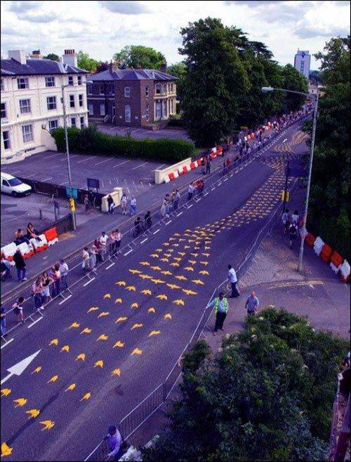 Roadsworth's Tour de France installation in the UK